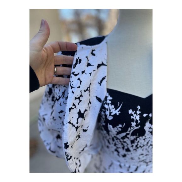 Vintage 1980s Wiggle Dress Set Bolero Black White Abstract New Wave Sz S Cotton - Picture 9 of 16